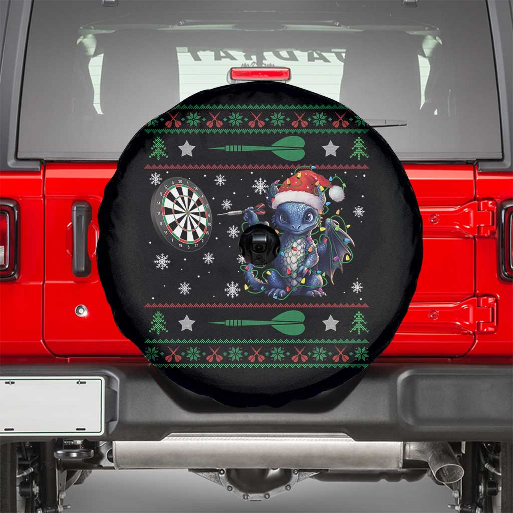 Funny Dragon Throwing Dart Spare Tire Cover Ugly Christmas Dart Player Gift TS12 Black Print Your Wear