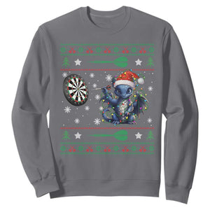 Funny Dragon Throwing Dart Sweatshirt Ugly Christmas Dart Player Gift TS12 Charcoal Print Your Wear