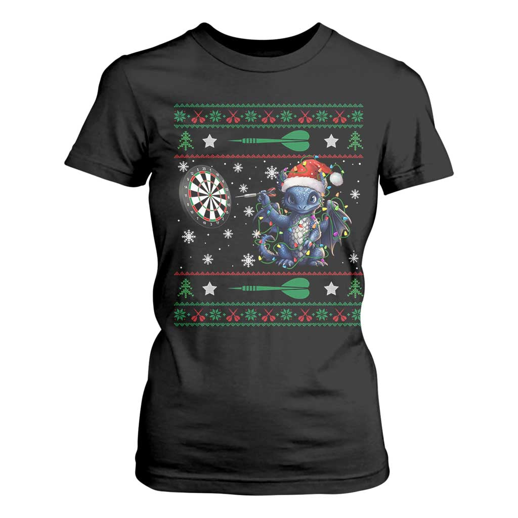 Funny Dragon Throwing Dart T Shirt For Women Ugly Christmas Dart Player Gift TS12 Black Print Your Wear