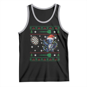 Funny Dragon Throwing Dart Tank Top Ugly Christmas Dart Player Gift TS12 Black Athletic Heather Print Your Wear