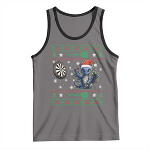 Funny Dragon Throwing Dart Tank Top Ugly Christmas Dart Player Gift TS12 Deep Heather Black Print Your Wear