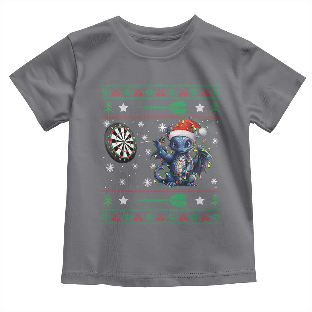 Funny Dragon Throwing Dart Toddler T Shirt Ugly Christmas Dart Player Gift TS12 Charcoal Print Your Wear