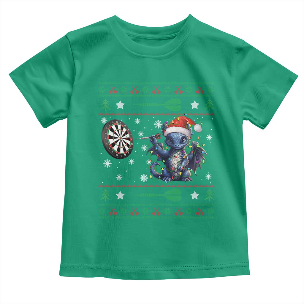Funny Dragon Throwing Dart Toddler T Shirt Ugly Christmas Dart Player Gift TS12 Irish Green Print Your Wear
