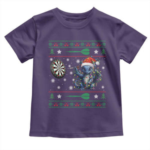 Funny Dragon Throwing Dart Toddler T Shirt Ugly Christmas Dart Player Gift TS12 Purple Print Your Wear