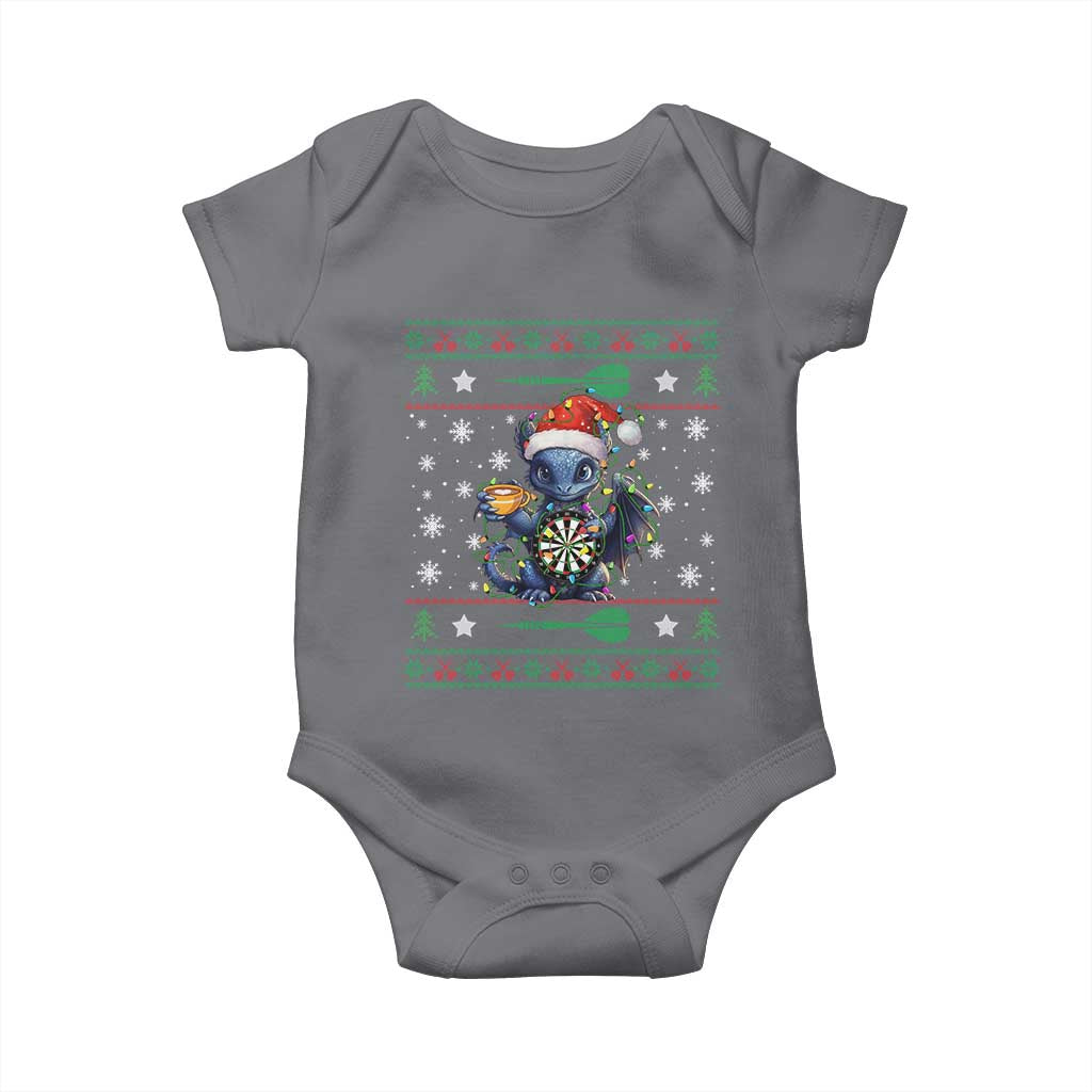 Ugly Christmas Dragon Dart Player Baby Onesie Gift For Dartist TS12 Charcoal Print Your Wear