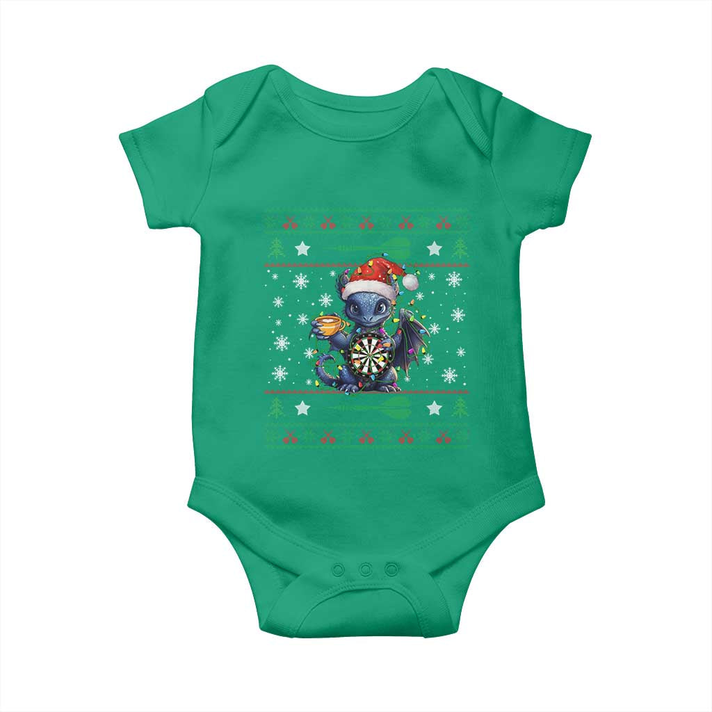 Ugly Christmas Dragon Dart Player Baby Onesie Gift For Dartist TS12 Irish Green Print Your Wear