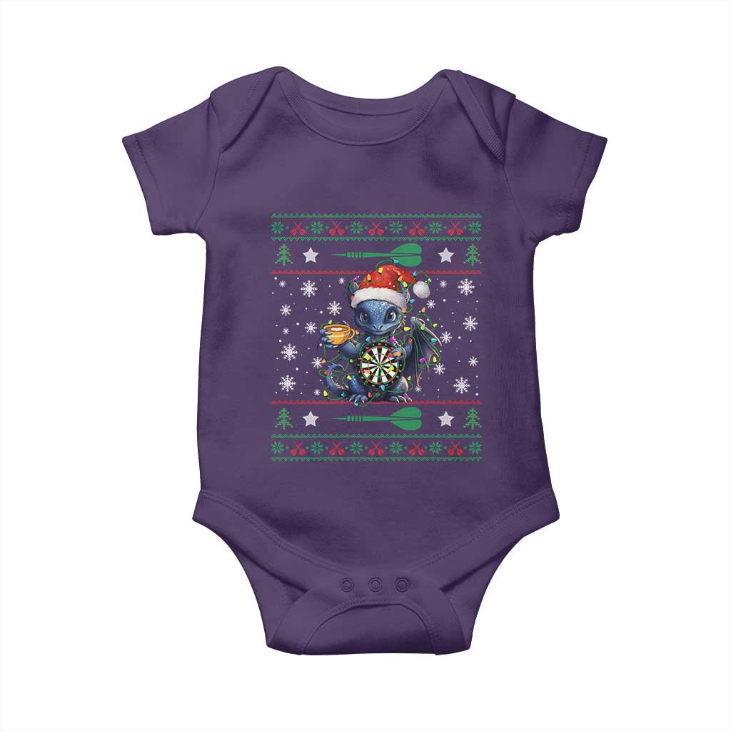 Ugly Christmas Dragon Dart Player Baby Onesie Gift For Dartist TS12 Purple Print Your Wear