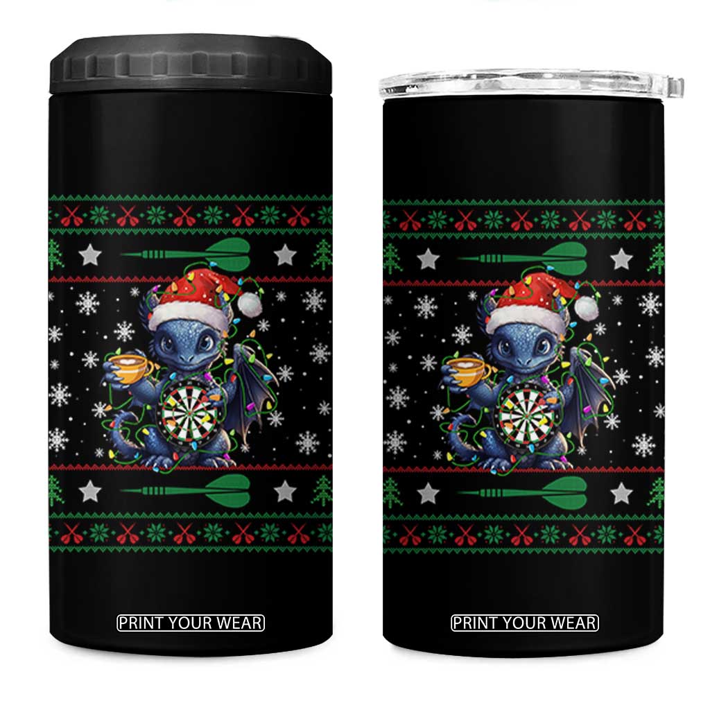 Ugly Christmas Dragon Dart Player 4 in 1 Can Cooler Tumbler Gift For Dartist TS12 One Size: 16 oz Black Print Your Wear