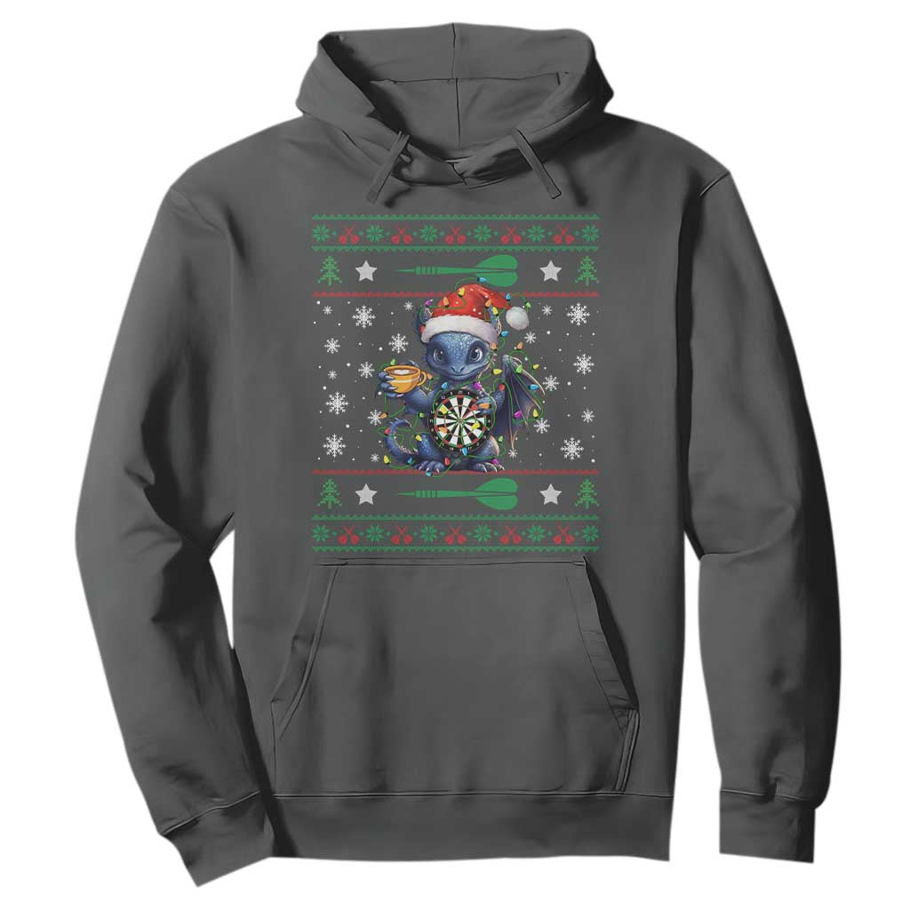 Ugly Christmas Dragon Dart Player Hoodie Gift For Dartist TS12 Dark Heather Print Your Wear