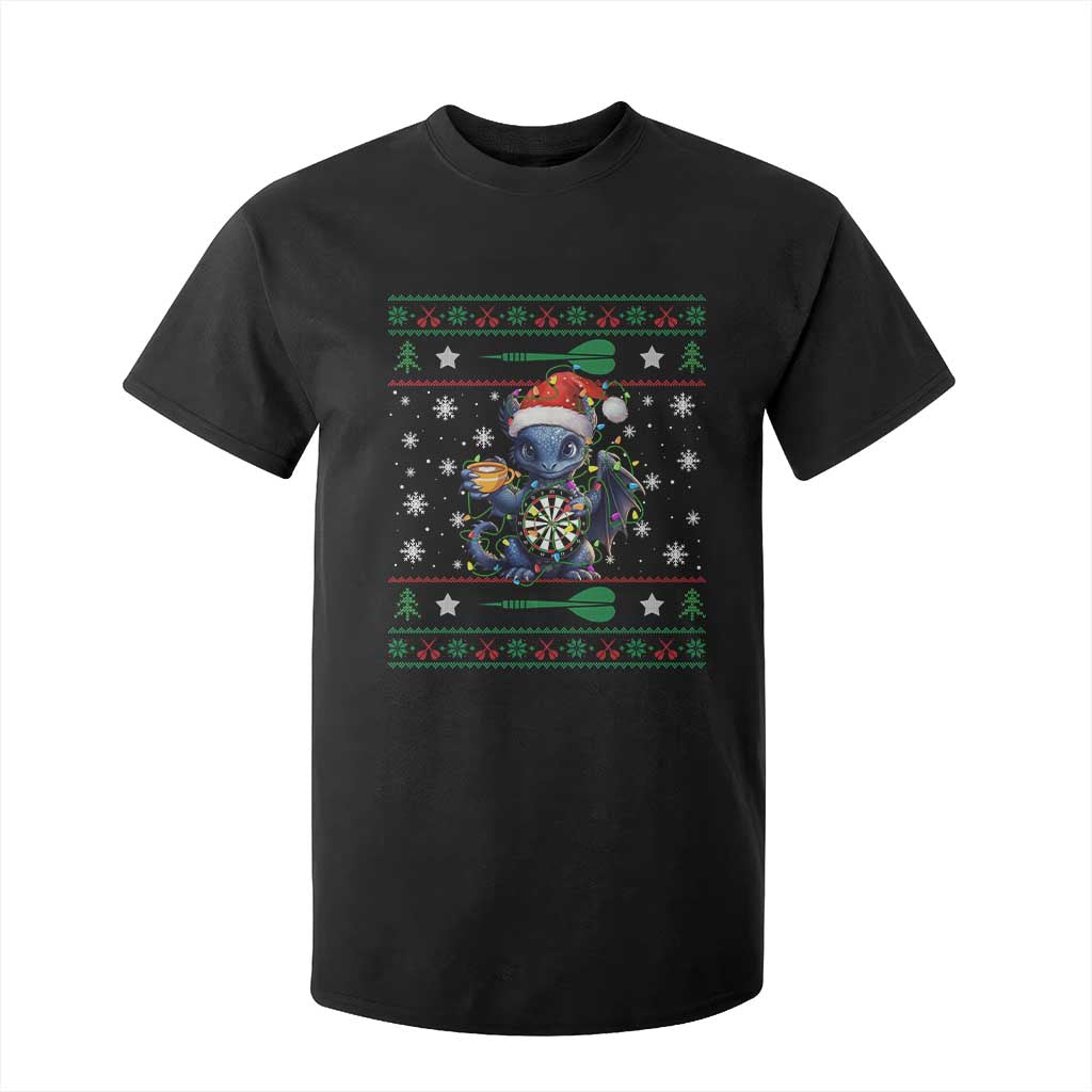 Ugly Christmas Dragon Dart Player T Shirt For Kid Gift For Dartist TS12 Black Print Your Wear