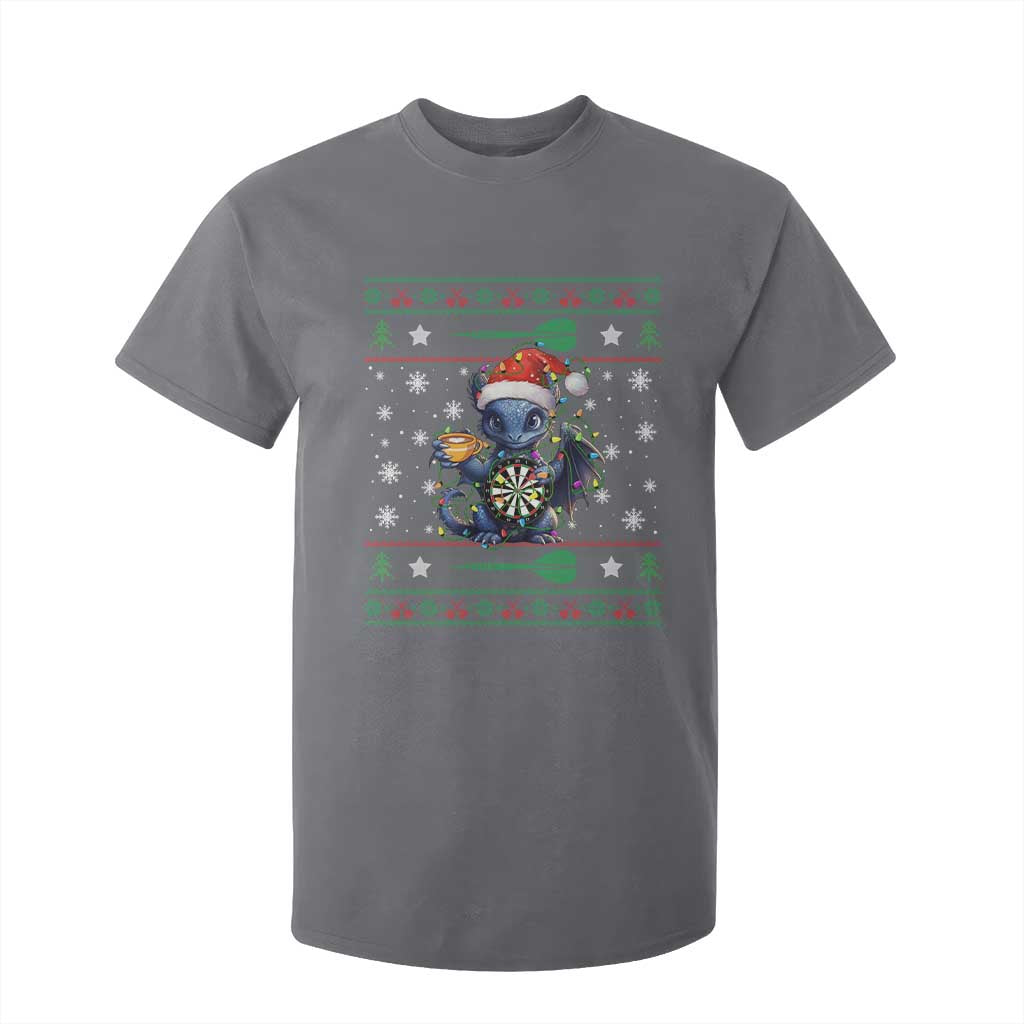 Ugly Christmas Dragon Dart Player T Shirt For Kid Gift For Dartist TS12 Charcoal Print Your Wear