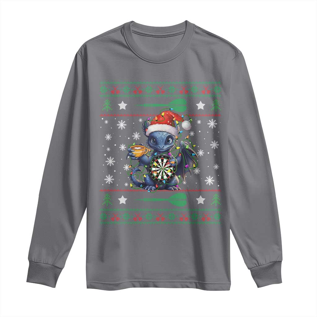 Ugly Christmas Dragon Dart Player Long Sleeve Shirt Gift For Dartist TS12 Charcoal Print Your Wear