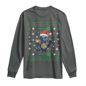 Ugly Christmas Dragon Dart Player Long Sleeve Shirt Gift For Dartist TS12 Dark Heather Print Your Wear