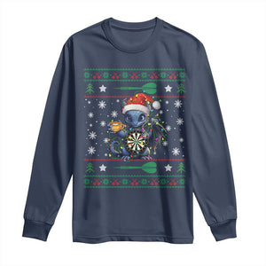 Ugly Christmas Dragon Dart Player Long Sleeve Shirt Gift For Dartist TS12 Navy Print Your Wear