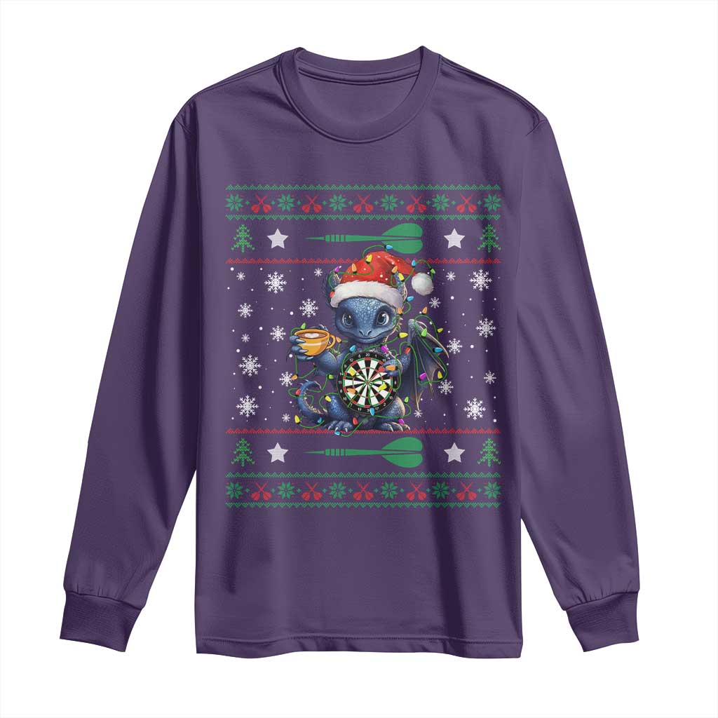 Ugly Christmas Dragon Dart Player Long Sleeve Shirt Gift For Dartist TS12 Purple Print Your Wear
