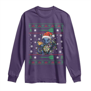 Ugly Christmas Dragon Dart Player Long Sleeve Shirt Gift For Dartist TS12 Purple Print Your Wear