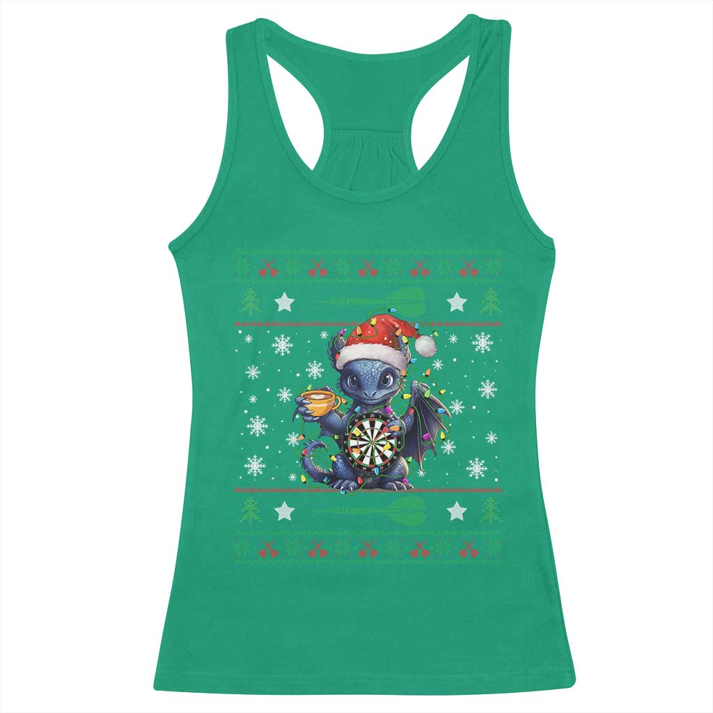 Ugly Christmas Dragon Dart Player Racerback Tank Top Gift For Dartist TS12 Irish Green Print Your Wear