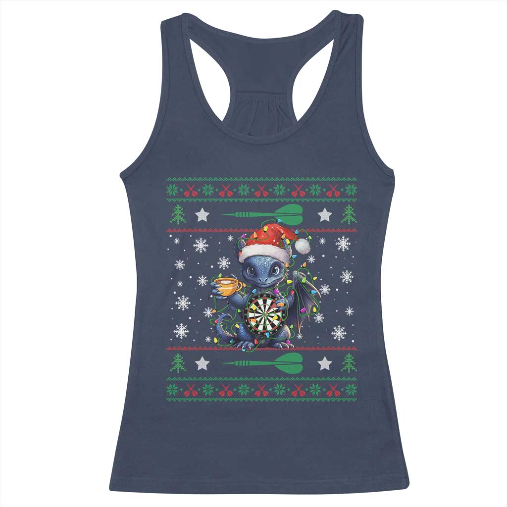Ugly Christmas Dragon Dart Player Racerback Tank Top Gift For Dartist TS12 Navy Print Your Wear