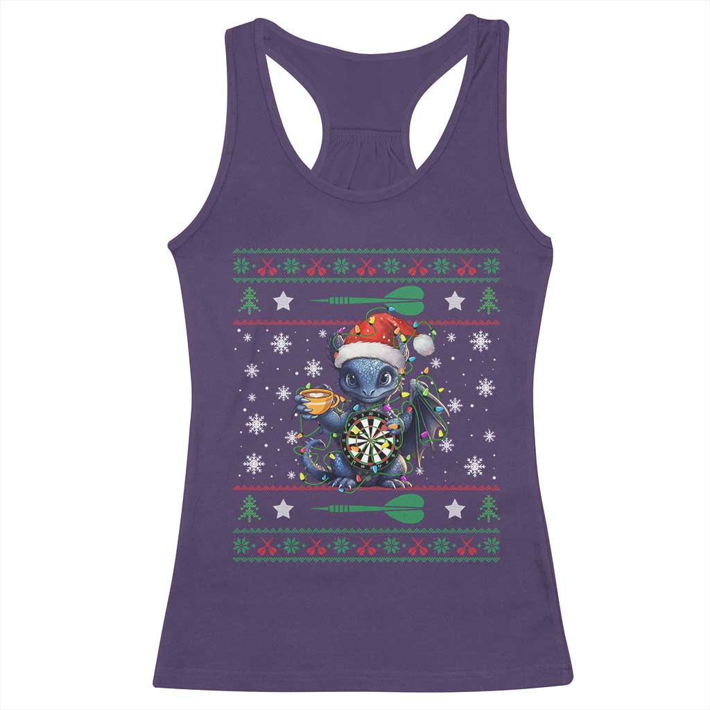 Ugly Christmas Dragon Dart Player Racerback Tank Top Gift For Dartist TS12 Purple Print Your Wear