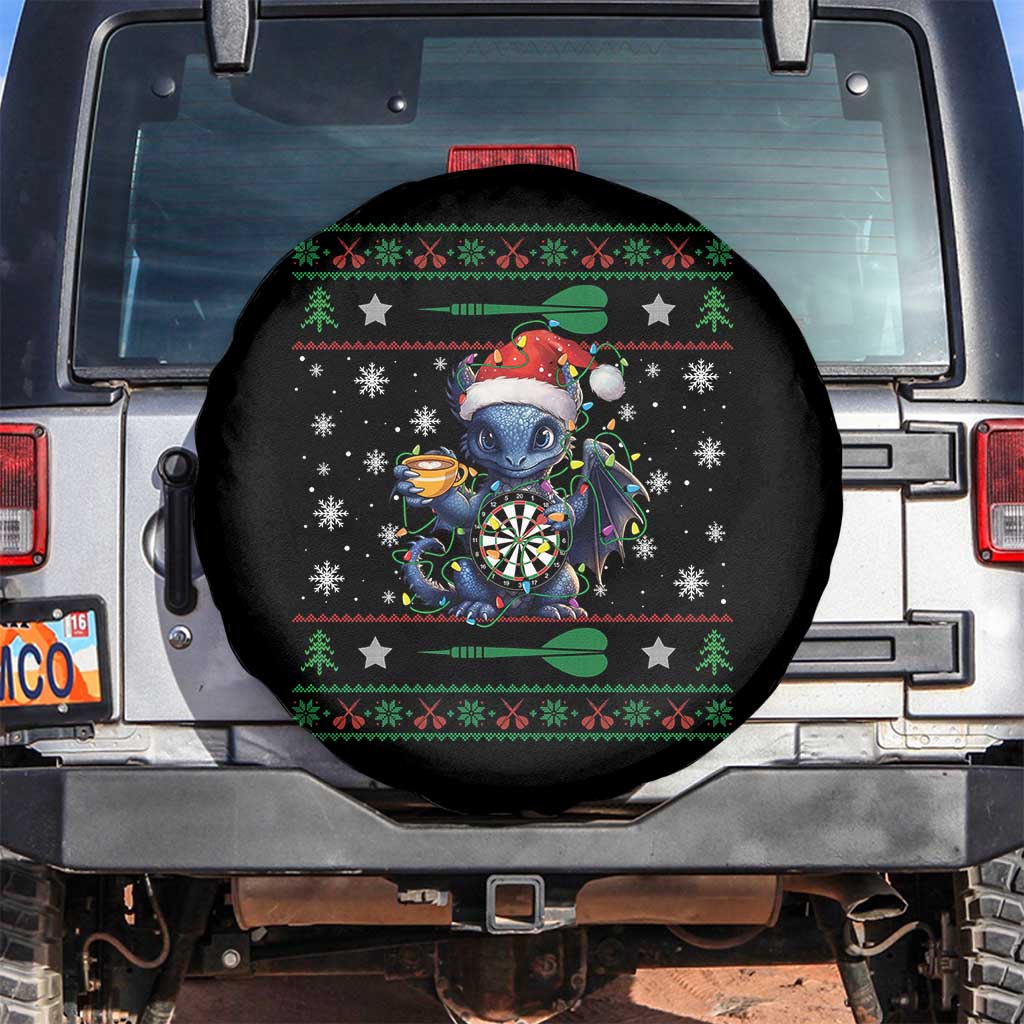 Ugly Christmas Dragon Dart Player Spare Tire Cover Gift For Dartist TS12 No hole Black Print Your Wear
