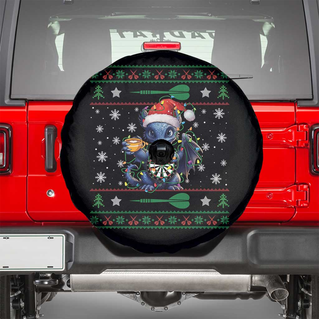 Ugly Christmas Dragon Dart Player Spare Tire Cover Gift For Dartist TS12 Black Print Your Wear