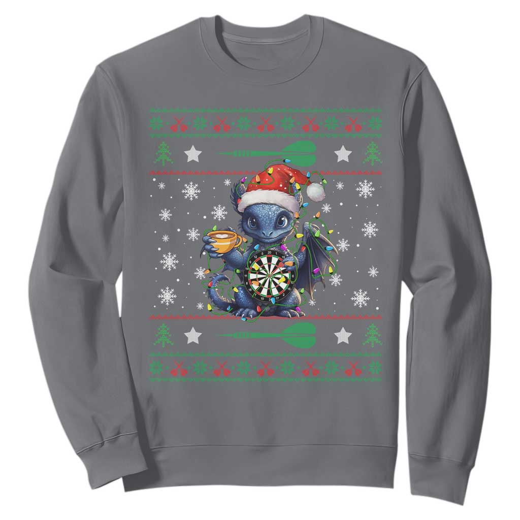 Ugly Christmas Dragon Dart Player Sweatshirt Gift For Dartist TS12 Charcoal Print Your Wear