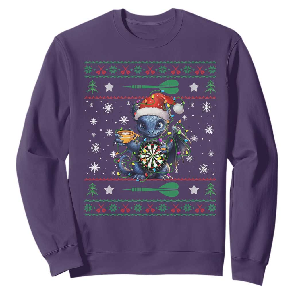 Ugly Christmas Dragon Dart Player Sweatshirt Gift For Dartist TS12 Purple Print Your Wear