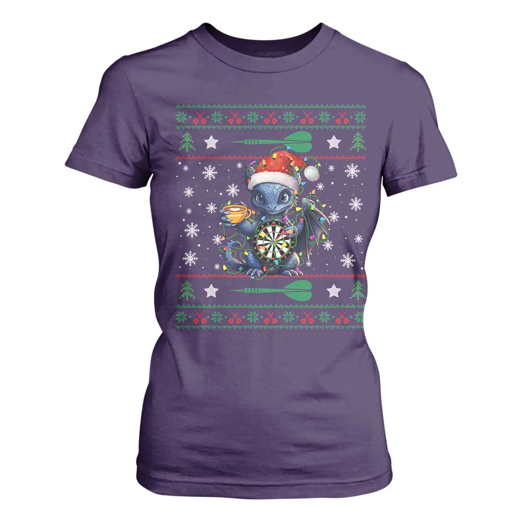 Ugly Christmas Dragon Dart Player T Shirt For Women Gift For Dartist TS12 Purple Print Your Wear