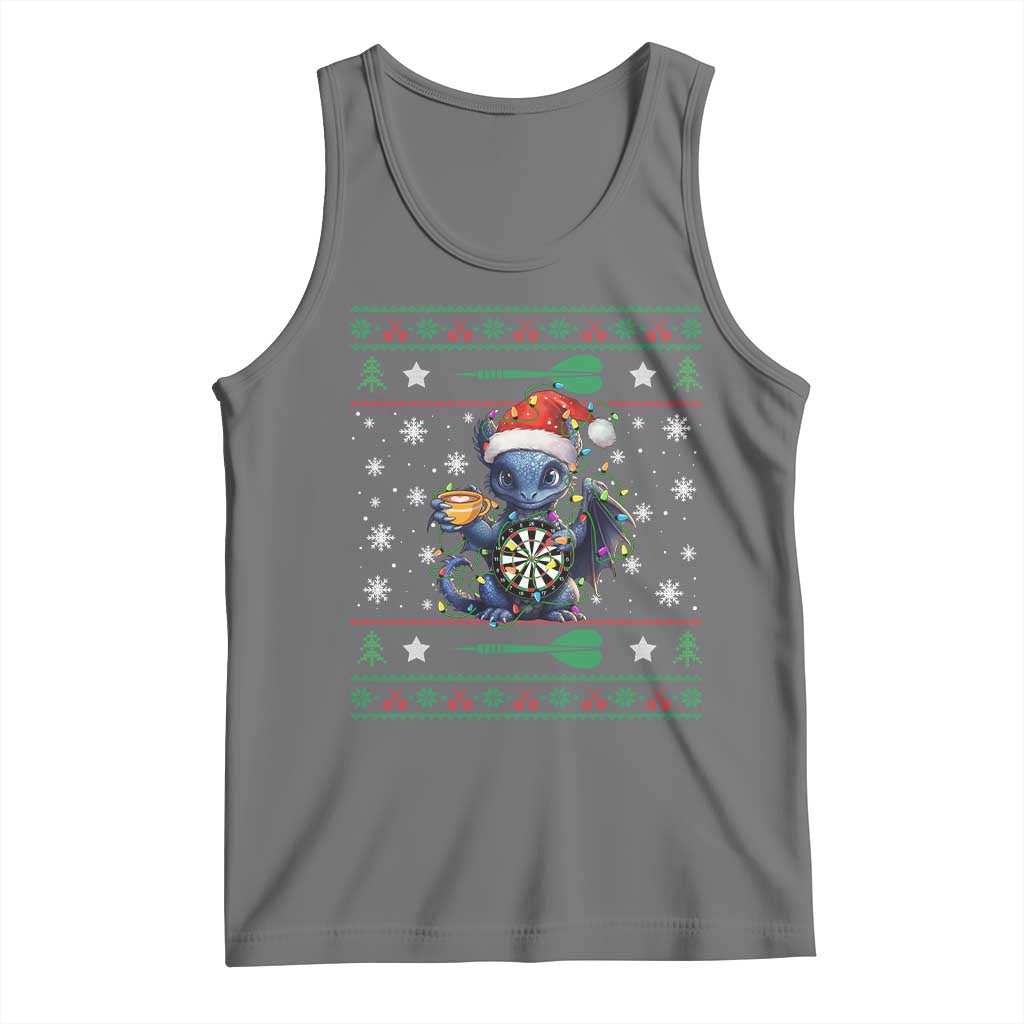 Ugly Christmas Dragon Dart Player Tank Top Gift For Dartist TS12 Black Heather Print Your Wear