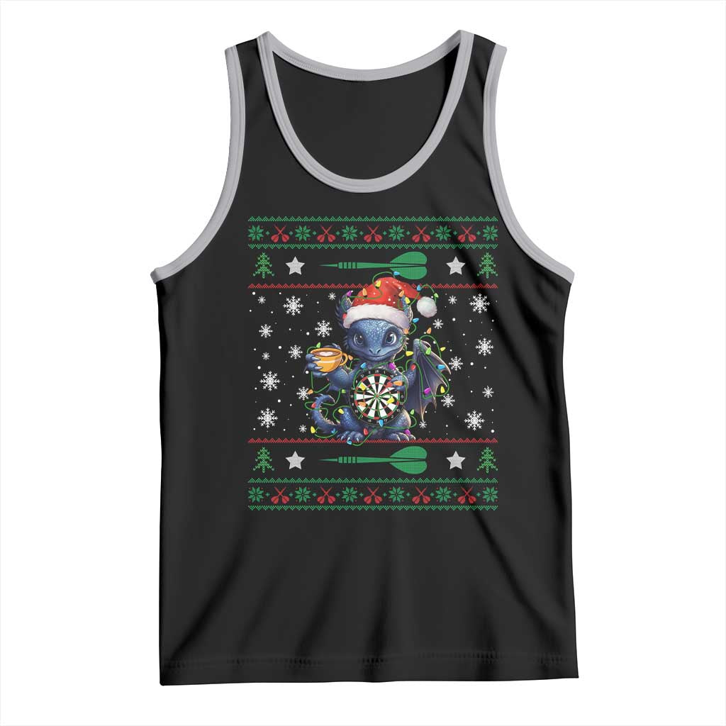 Ugly Christmas Dragon Dart Player Tank Top Gift For Dartist TS12 Black Athletic Heather Print Your Wear