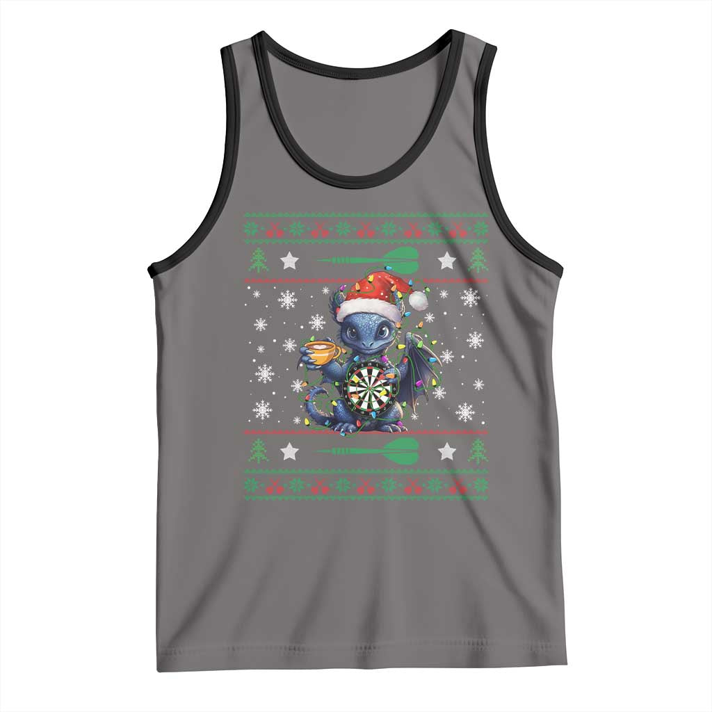 Ugly Christmas Dragon Dart Player Tank Top Gift For Dartist TS12 Deep Heather Black Print Your Wear