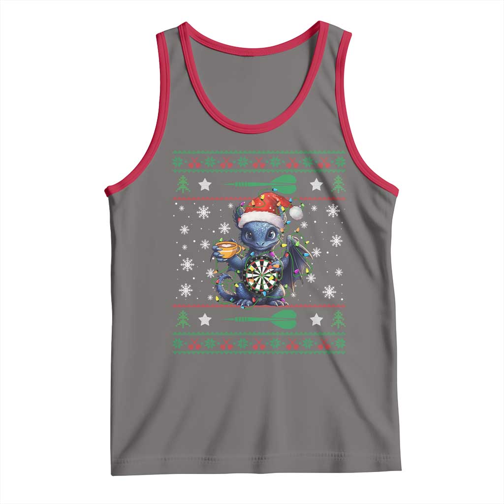 Ugly Christmas Dragon Dart Player Tank Top Gift For Dartist TS12 Deep Heather Red Print Your Wear