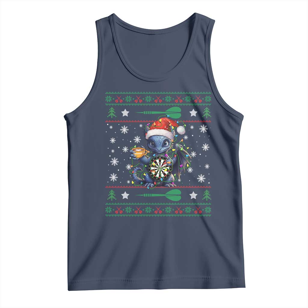 Ugly Christmas Dragon Dart Player Tank Top Gift For Dartist TS12 Navy Print Your Wear