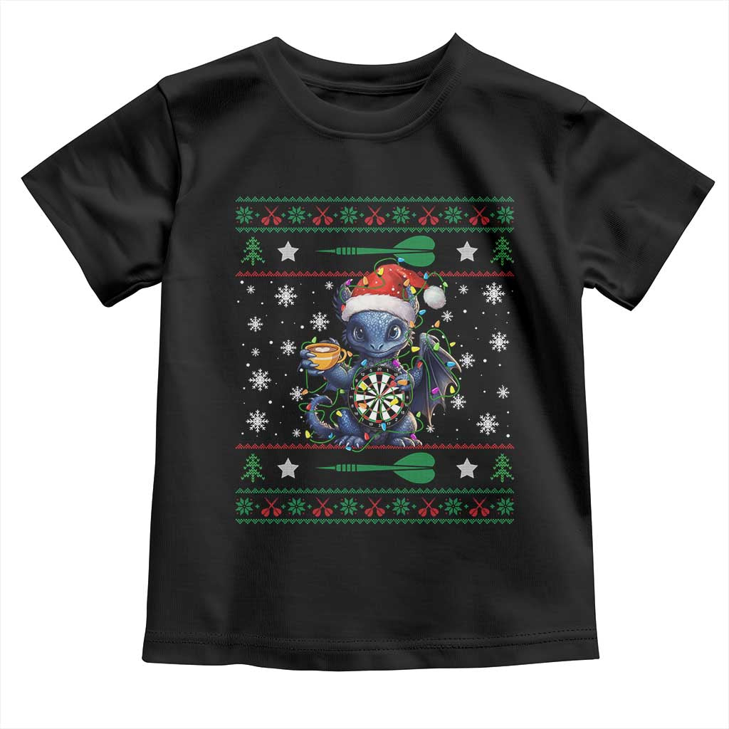 Ugly Christmas Dragon Dart Player Toddler T Shirt Gift For Dartist TS12 Black Print Your Wear