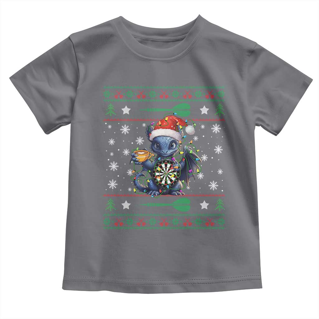 Ugly Christmas Dragon Dart Player Toddler T Shirt Gift For Dartist TS12 Charcoal Print Your Wear