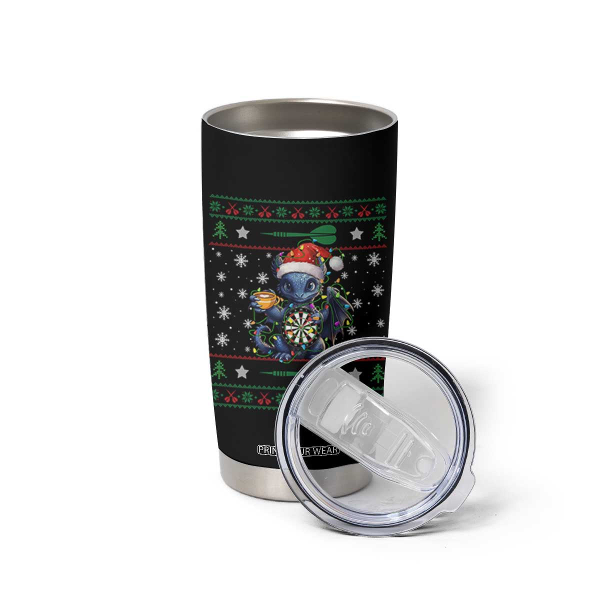Ugly Christmas Dragon Dart Player Tumbler Cup Gift For Dartist TS12 Print Your Wear