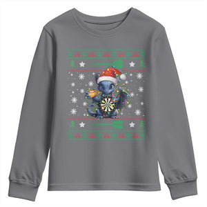 Ugly Christmas Dragon Dart Player Youth Sweatshirt Gift For Dartist TS12 Charcoal Print Your Wear