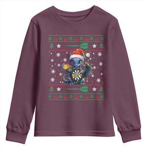 Ugly Christmas Dragon Dart Player Youth Sweatshirt Gift For Dartist TS12 Maroon Print Your Wear