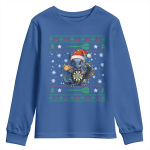 Ugly Christmas Dragon Dart Player Youth Sweatshirt Gift For Dartist TS12 Royal Blue Print Your Wear
