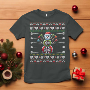 Funny Snowman Dartboard T Shirt Dartist Ugly Christmas Gift TS12 Dark Heather Print Your Wear