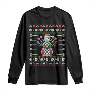 Funny Snowman Dartboard Long Sleeve Shirt Dartist Ugly Christmas Gift TS12 Black Print Your Wear