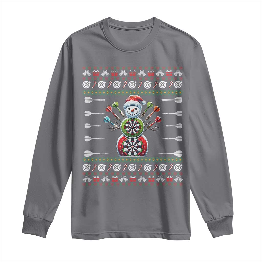 Funny Snowman Dartboard Long Sleeve Shirt Dartist Ugly Christmas Gift TS12 Charcoal Print Your Wear