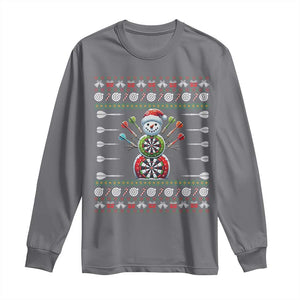 Funny Snowman Dartboard Long Sleeve Shirt Dartist Ugly Christmas Gift TS12 Charcoal Print Your Wear