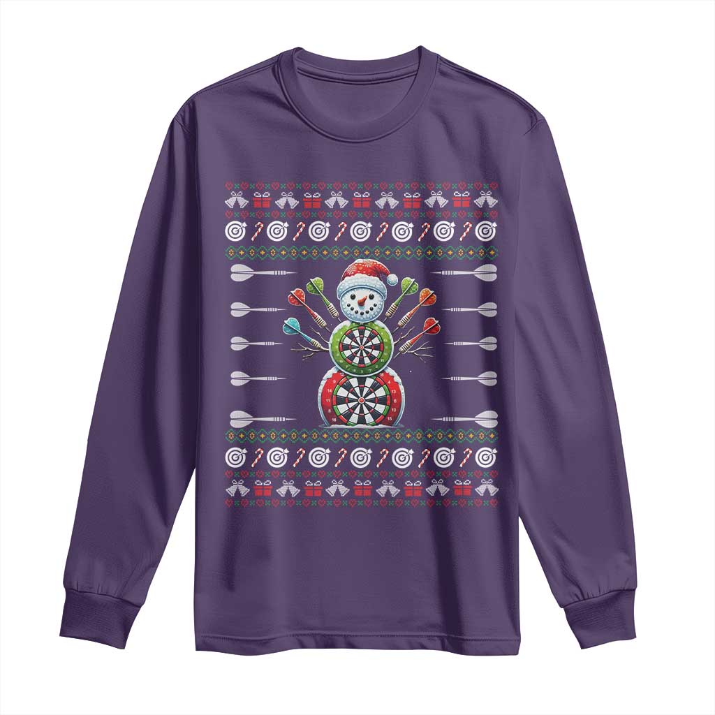 Funny Snowman Dartboard Long Sleeve Shirt Dartist Ugly Christmas Gift TS12 Purple Print Your Wear