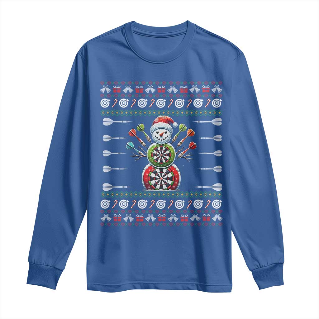 Funny Snowman Dartboard Long Sleeve Shirt Dartist Ugly Christmas Gift TS12 Royal Blue Print Your Wear