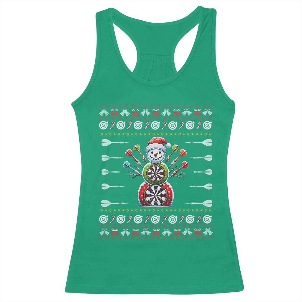 Funny Snowman Dartboard Racerback Tank Top Dartist Ugly Christmas Gift TS12 Irish Green Print Your Wear