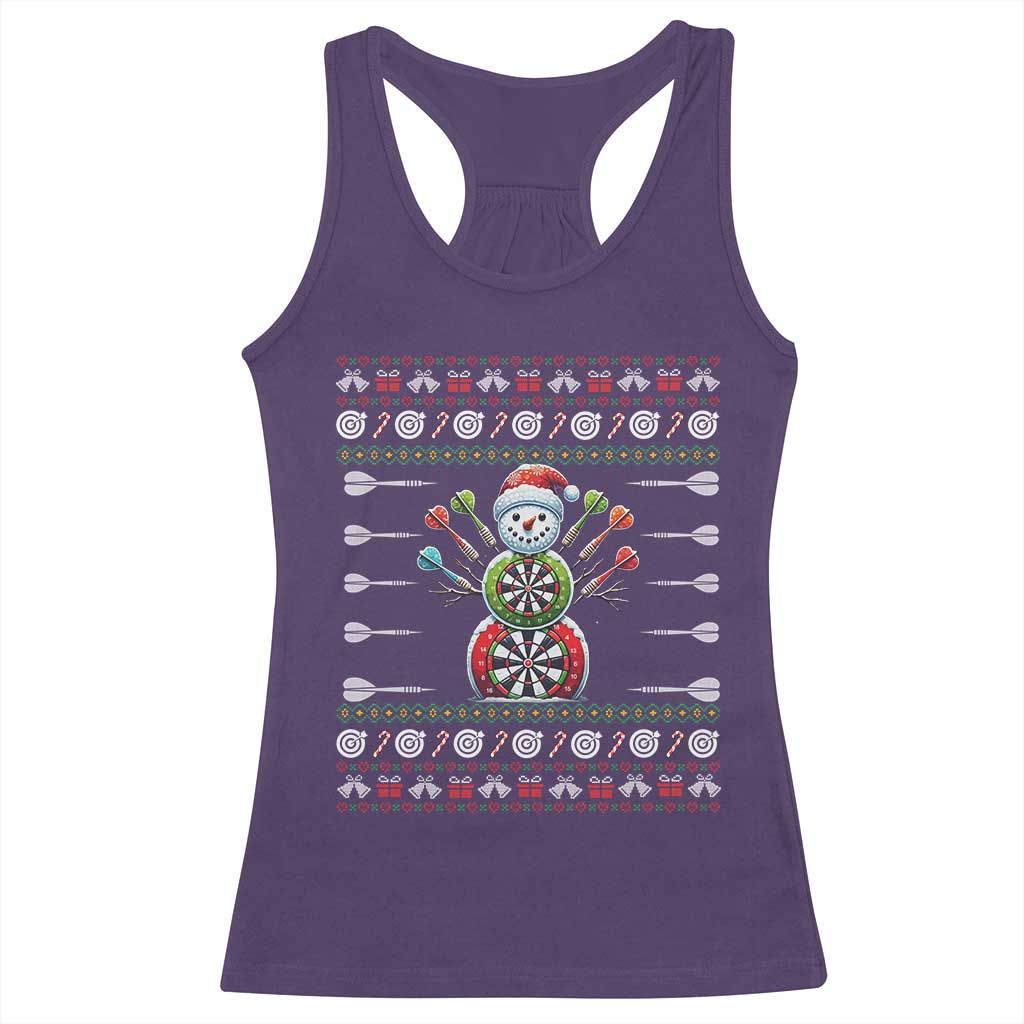 Funny Snowman Dartboard Racerback Tank Top Dartist Ugly Christmas Gift TS12 Purple Print Your Wear
