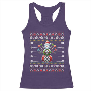 Funny Snowman Dartboard Racerback Tank Top Dartist Ugly Christmas Gift TS12 Purple Print Your Wear