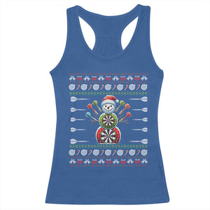 Funny Snowman Dartboard Racerback Tank Top Dartist Ugly Christmas Gift TS12 Royal Blue Print Your Wear