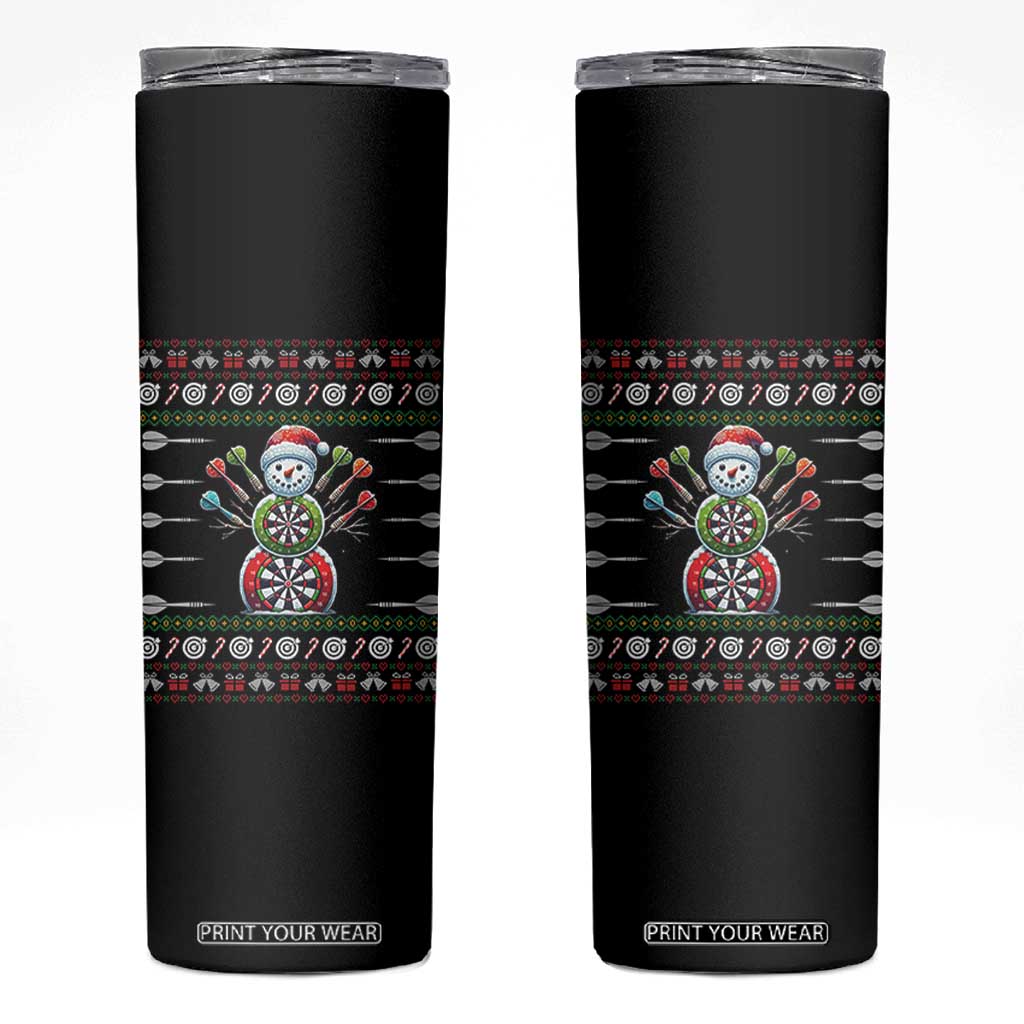 Funny Snowman Dartboard Skinny Tumbler Dartist Ugly Christmas Gift TS12 Black Print Your Wear
